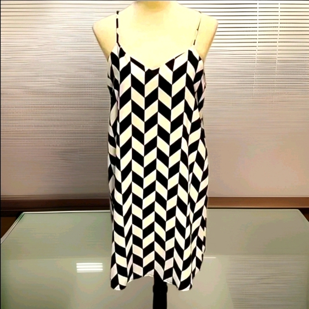 717H EVERLY white & black Spagetti Strap slip dress Large Streetwear Beach